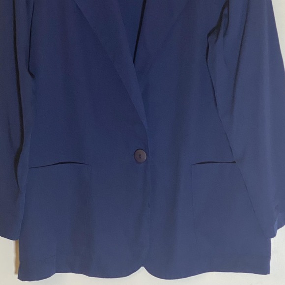 VTG TR Bentley Blazer Jacket Womens 11/12 Navy Blue One Button USA Made Office - Picture 3 of 16